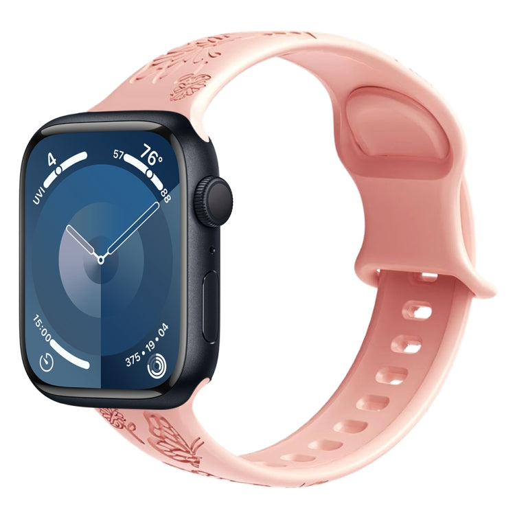 For Apple Watch 38mm Butterfly Flower Embossed Silicone Watch Band(Retro Rose) - Watch Bands by PMC TechLife | Online Shopping South Africa | PMC TechLife