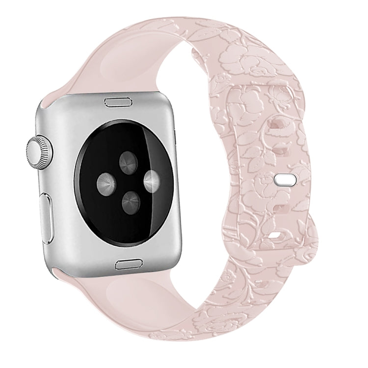 For Apple Watch Series 9 45mm Rose Embossed Silicone Watch Band(Pink) - Watch Bands by PMC TechLife | Online Shopping South Africa | PMC TechLife