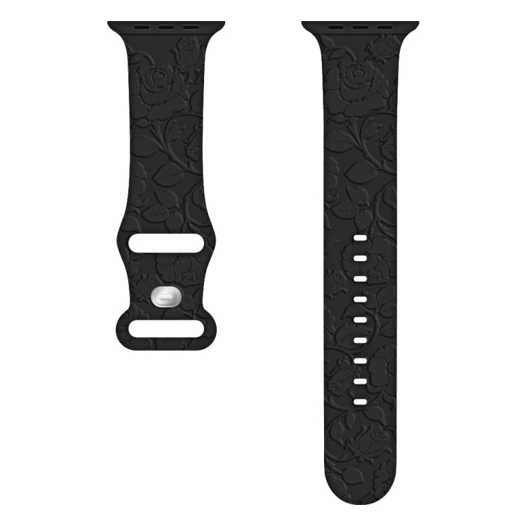 For Apple Watch Series 4 40mm Rose Embossed Silicone Watch Band(Black) - Watch Bands by PMC TechLife | Online Shopping South Africa | PMC TechLife