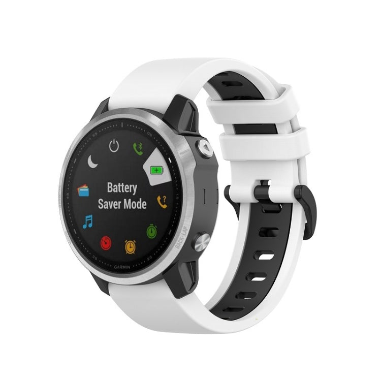 Compatible with Garmin Fenix 6S Two-color Silicone Watch Band(White Black) - Watch Bands by PMC TechLife | Online Shopping South Africa | PMC TechLife | Buy Now Pay Later Mobicred
