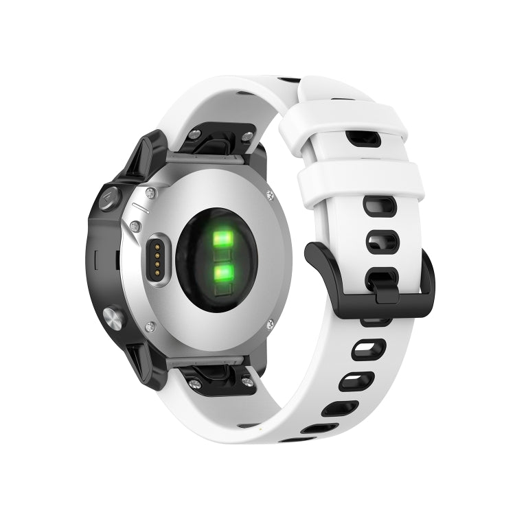 Compatible with Garmin Fenix 6S Two-color Silicone Watch Band(White Black) - Watch Bands by PMC TechLife | Online Shopping South Africa | PMC TechLife | Buy Now Pay Later Mobicred
