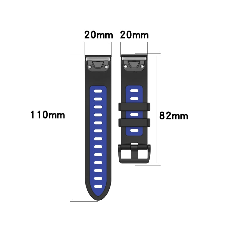Compatible with Garmin Fenix 6S Two-color Silicone Watch Band(White Black) - Watch Bands by PMC TechLife | Online Shopping South Africa | PMC TechLife | Buy Now Pay Later Mobicred