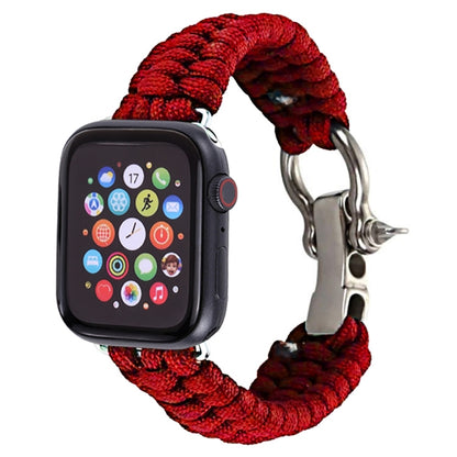 For Apple Watch Ultra 49mm / Series 8&7 45mm / SE 2&6&SE&5&4 44mm / 3&2&1 42mm Umbrella Cord Nylon Braided Watch Band(Red) - Smart Wear by PMC Jewellery | Online Shopping South Africa | PMC Jewellery