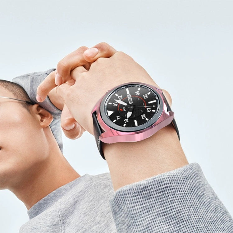 For Samsung Galaxy Watch 3 45mm Electroplating Hollow Half-pack TPU Protective Case(Fink) - Watch Cases by ENKAY | Online Shopping South Africa | PMC TechLife | Buy Now Pay Later Mobicred