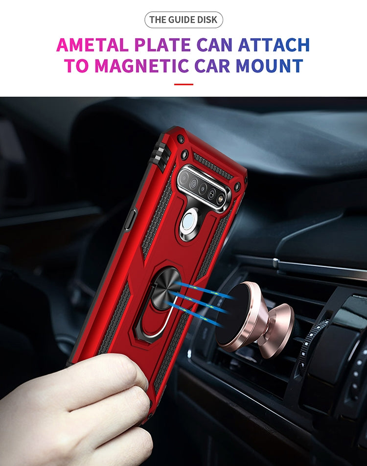 For LG K61 Shockproof TPU + PC Protective Case with 360 Degree Rotating Holder(Silver) - free shipping - PMC TechLife - Order now!