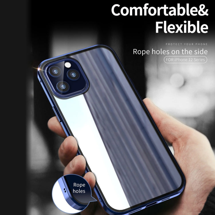 For iPhone 12 / 12 Pro Double Sides Tempered Glass Magnetic Adsorption Metal Frame Anti-peep Screen Case(Black) - iPhone 12 / 12 Pro Cases by PMC TechLife | Online Shopping South Africa | PMC TechLife | Buy Now Pay Later Mobicred