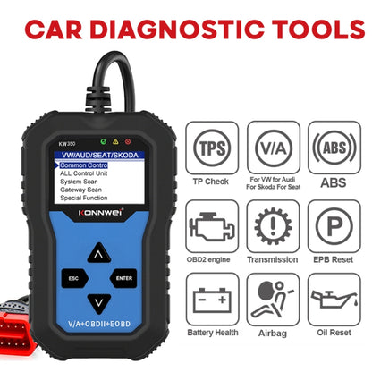 KONNWEI KW350 OBDII 12V Car Diagnostics Detector Scanner with 2 inch Black And White Display Screen V007 for Audi / Volkswagen - Code Readers & Scan Tools by KONNWEI | Online Shopping South Africa | PMC Jewellery | Buy Now Pay Later Mobicred