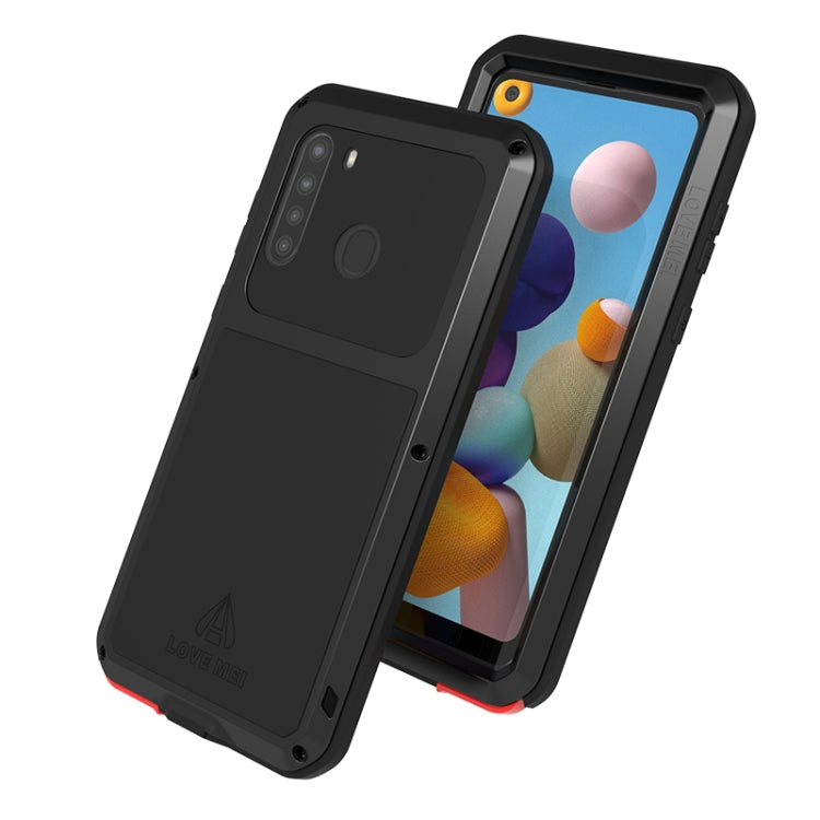 For Samsung Galaxy A21 (US Version) LOVE MEI Metal Shockproof Waterproof Dustproof Protective Case with Glass(Silver) - free shipping - PMC TechLife - Order now!