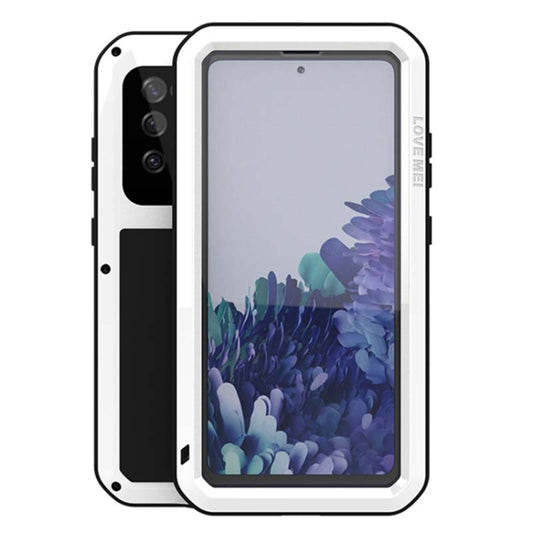 For Samsung Galaxy S20 FE LOVE MEI Metal Shockproof Waterproof Dustproof Protective Case with Glass(White) - Galaxy S20 FE Cases by NILLKIN | Online Shopping South Africa | PMC Jewellery | Buy Now Pay Later Mobicred