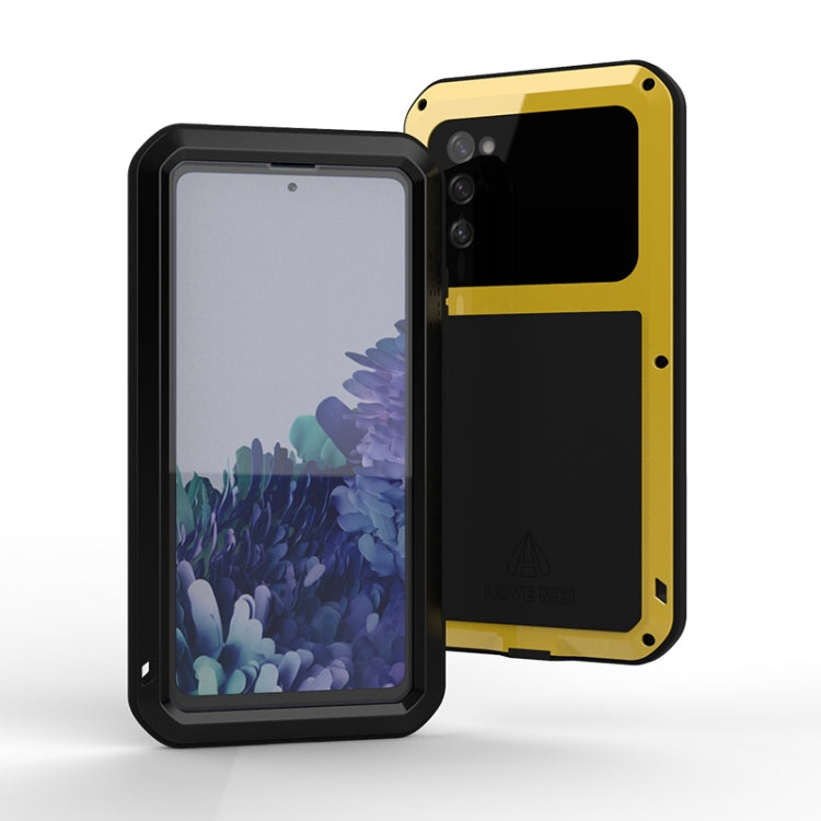 For Samsung Galaxy S20 FE LOVE MEI Metal Shockproof Waterproof Dustproof Protective Case with Glass(Yellow) - free shipping - PMC TechLife - Order now!