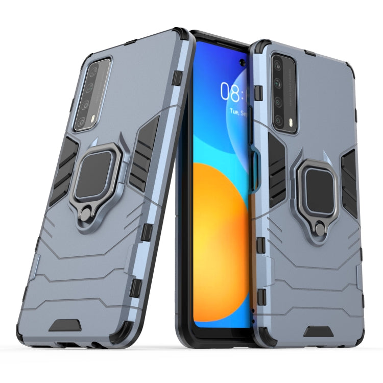 For Huawei P Smart (2021) PC + TPU Shockproof Protective Case with Magnetic Ring Holder(Blue) - free shipping - PMC TechLife - Order now!