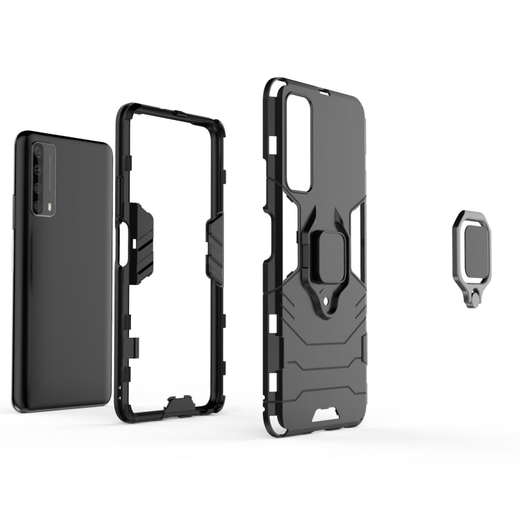 For Huawei P Smart (2021) PC + TPU Shockproof Protective Case with Magnetic Ring Holder(Blue) - free shipping - PMC TechLife - Order now!