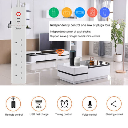 2 x USB Ports + 4 x UK Plug Jack WiFi Remote Control Smart Power Socket Works with Alexa & Google Home, Cable Length: 1.8m, AC 90-265V, UK Plug - Smart Socket by PMC Jewellery | Online Shopping South Africa | PMC Jewellery