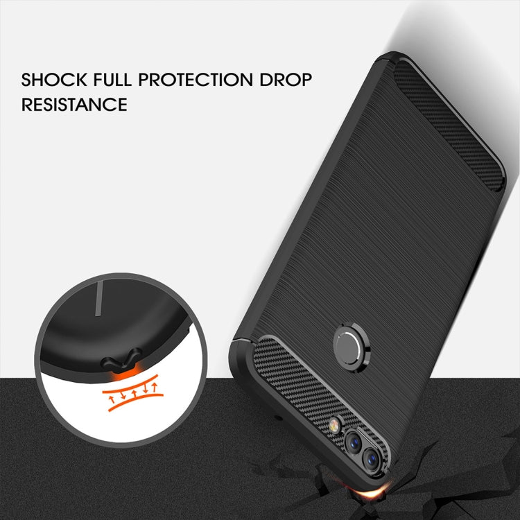 For Huawei  P smart / Enjoy 7S Brushed Texture Carbon Fiber Shockproof TPU Protective Back Case (Black) - Huawei Cases by PMC TechLife | Online Shopping South Africa | PMC TechLife | Buy Now Pay Later Mobicred