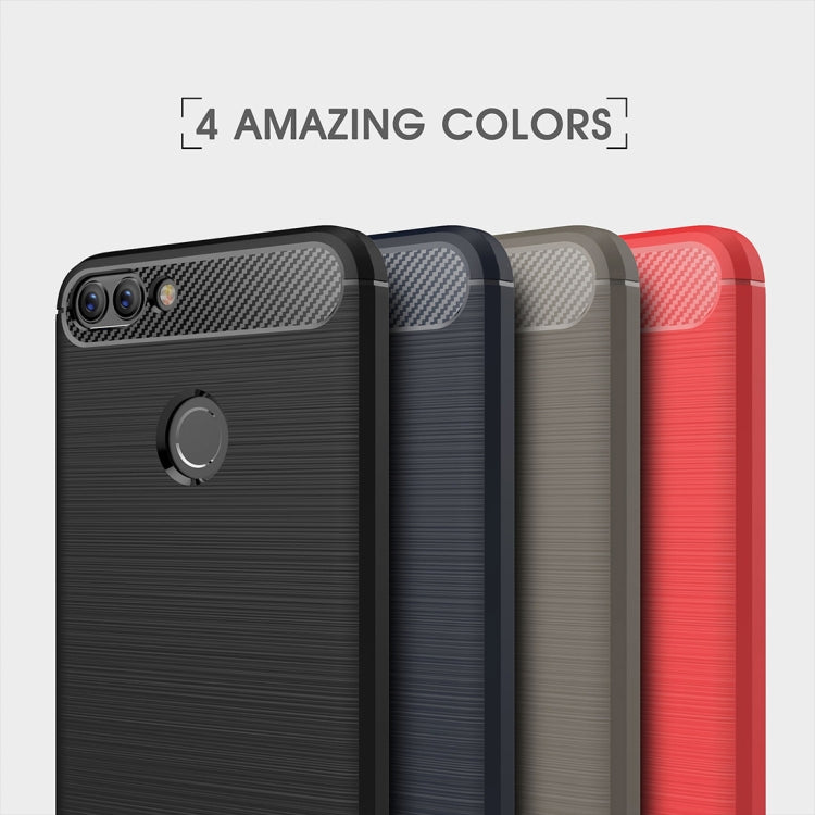 For Huawei  P smart / Enjoy 7S Brushed Texture Carbon Fiber Shockproof TPU Protective Back Case (Black) - Huawei Cases by PMC TechLife | Online Shopping South Africa | PMC TechLife | Buy Now Pay Later Mobicred