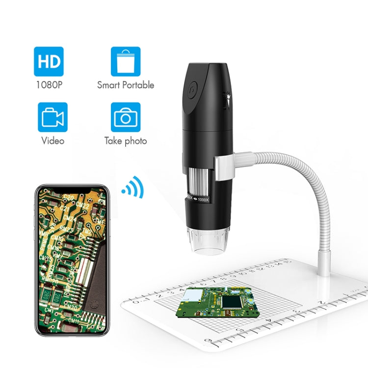 316 50-1000X Adjustable Smart Wifi USB Digital Microscope (Black) - free shipping - PMC TechLife - Order now!
