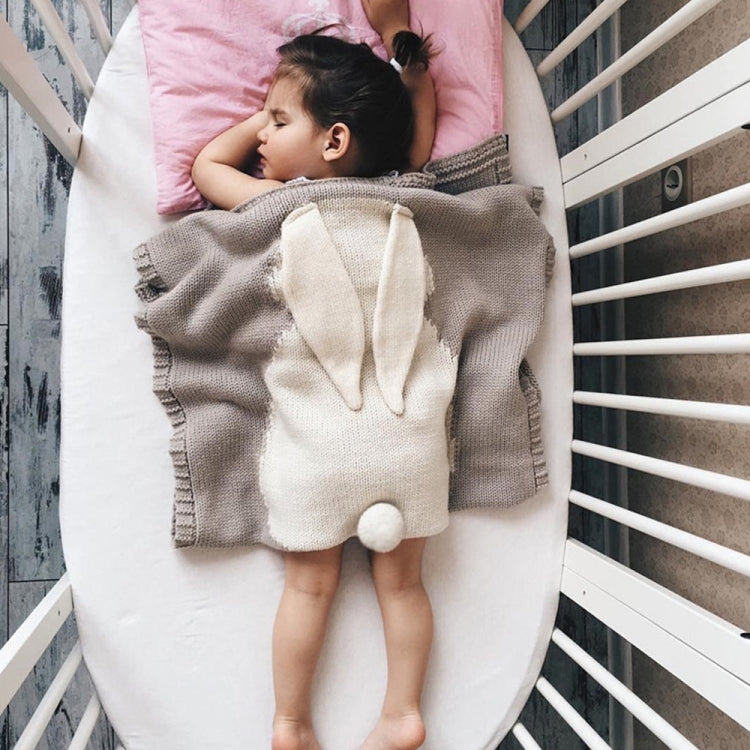 Rabbit Pattern Stereoscopic Ears Baby Knitted Blanket(Grey) - Towels & Burp Cloths by PMC TechLife | Online Shopping South Africa | PMC TechLife | Buy Now Pay Later Mobicred