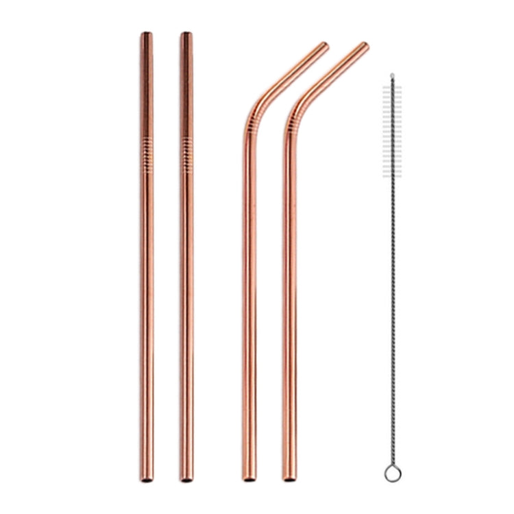 4pcs Reusable Stainless Steel Drinking Straw + Cleaner Brush Set Kit,  215*6mm(Rose Gold) - free shipping - PMC TechLife - Order now!