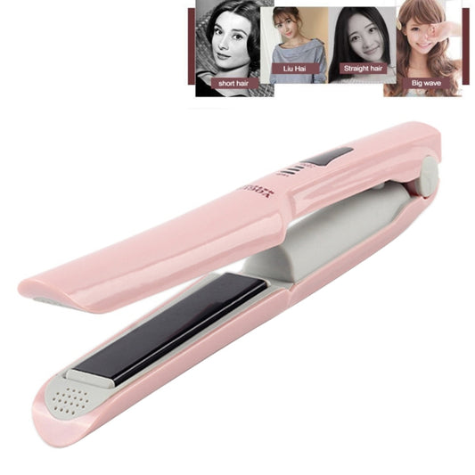 Wireless Mini USB Rechargeable Hair Straightener Hair Curler Double Purpose Hair Splint(Pink) - Hair Curler by PMC Jewellery | Online Shopping South Africa | PMC Jewellery