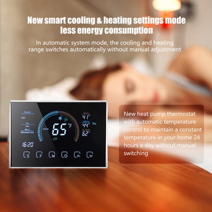 BHP-8000-WIFI-SS 3H2C Smart Home Heat Pump Round Room Brushed Mirror Housing Thermostat with WiFi, AC 24V - Thermostat & Thermometer by PMC Jewellery | Online Shopping South Africa | PMC Jewellery