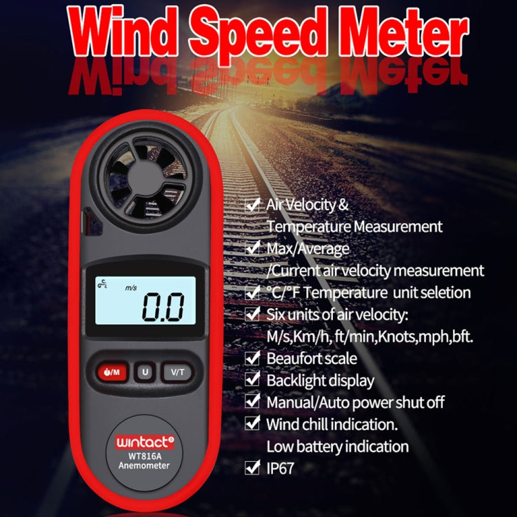 Wintact WT816A Digital Electronic Thermometer Anemometer - Tachometers & Anemometer by Wintact | Online Shopping South Africa | PMC TechLife | Buy Now Pay Later Mobicred