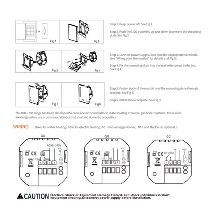 BHT-006GCLW 95-240V AC 5A Smart Home Heating Thermostat for EU Box, Control Boiler Heating with Only Internal Sensor, WiFi (Black) - Thermostat & Thermometer by PMC Jewellery | Online Shopping South Africa | PMC Jewellery