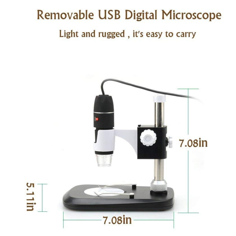 DMS-MDS800 40X-1600X Magnifier 2.0MP Image Sensor USB Digital Microscope with 8 LEDs & Professional Stand - free shipping - PMC TechLife - Order now!