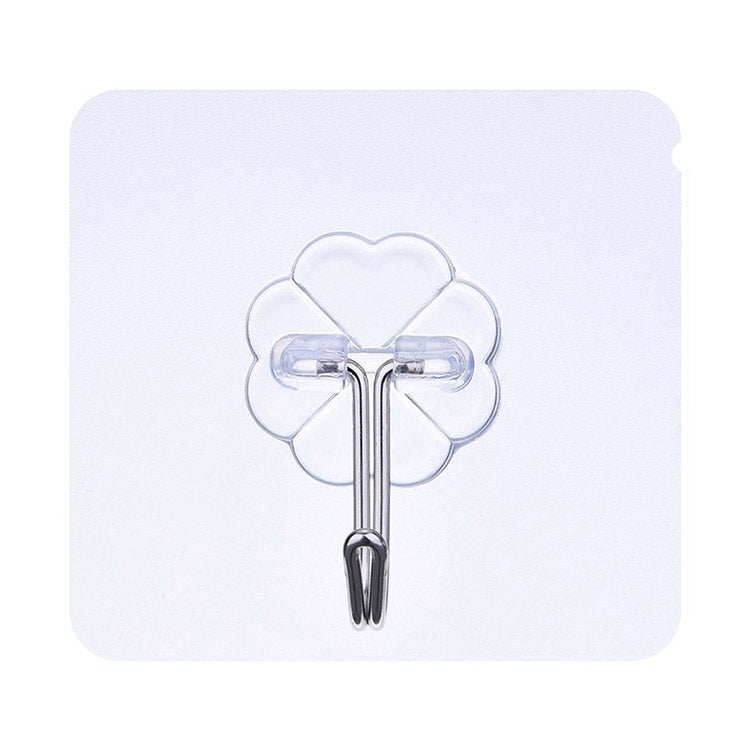 10pcs PVC + Stainless Steel Thick Plum Shape Seamless Adhesive Hook Waterproof Transparent Strong Stick Hook Kitchen Wall Mount - free shipping - PMC TechLife - Order now!