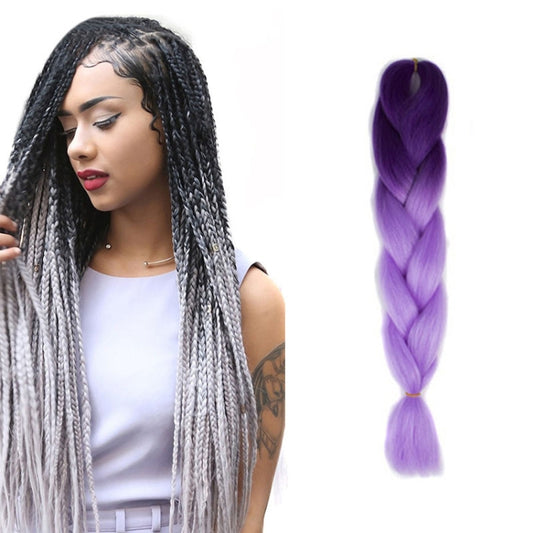 Fashion Color Gradient Individual Braid Wigs Chemical Fiber Big Braids, Length: 60cm(24 Dark Pueple+Light Purple) - Wigs by PMC Jewellery | Online Shopping South Africa | PMC Jewellery