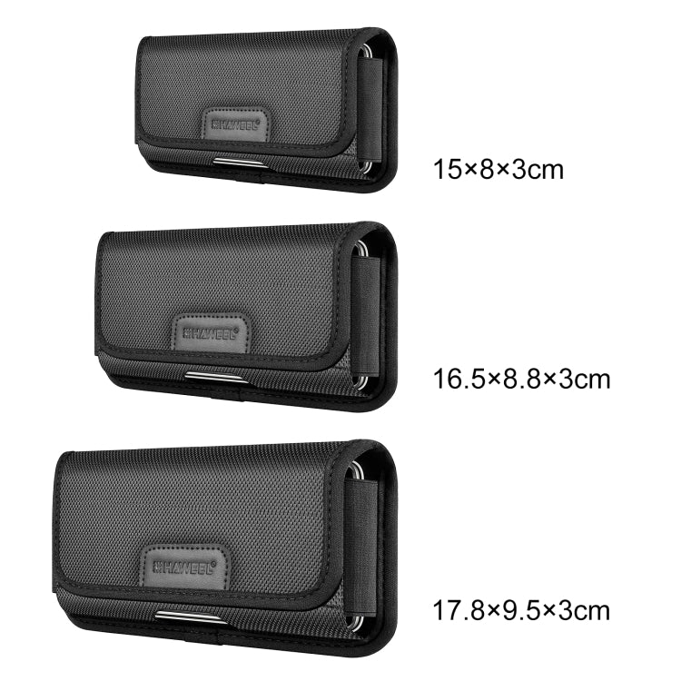 HAWEEL 6.1-6.8 inch Nylon Cloth Phone Belt Clip Horizontal Carrying Pouch with Card Slot (Black) -  by HAWEEL | Online Shopping South Africa | PMC Jewellery