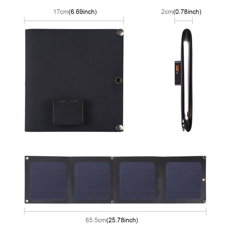 HAWEEL 14W 4-Fold ETFE Solar Panel Charger with 5V / 2.1A Max Dual USB Ports, Support QC3.0 and AFC(Black) - Charger by HAWEEL | Online Shopping South Africa | PMC Jewellery | Buy Now Pay Later Mobicred