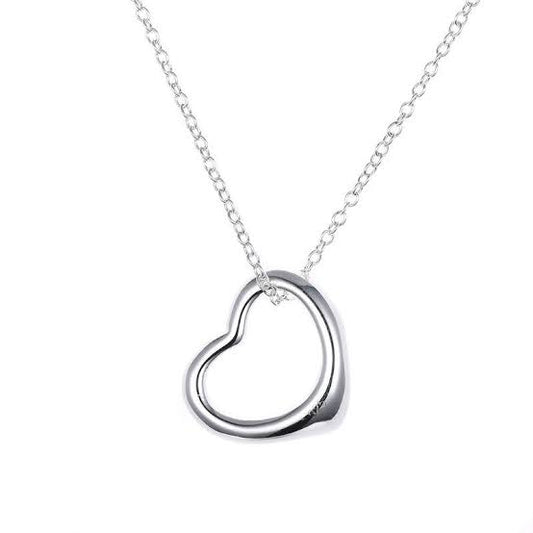 18k White Gold Simple Heart Necklace - Elegant and Timeless Jewelry Accessory