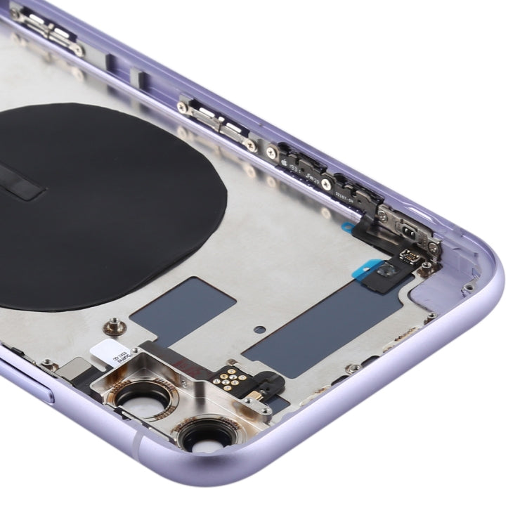 Battery Back Cover Assembly (with Side Keys & Power Button + Volume Button Flex Cable & Wireless Charging Module & Motor & Charging Port & Speaker Ringer Buzzer & Card Tray & Camera Lens Cover) for iPhone 11(Purple) - Back Cover by PMC TechLife | Online Shopping South Africa | PMC TechLife