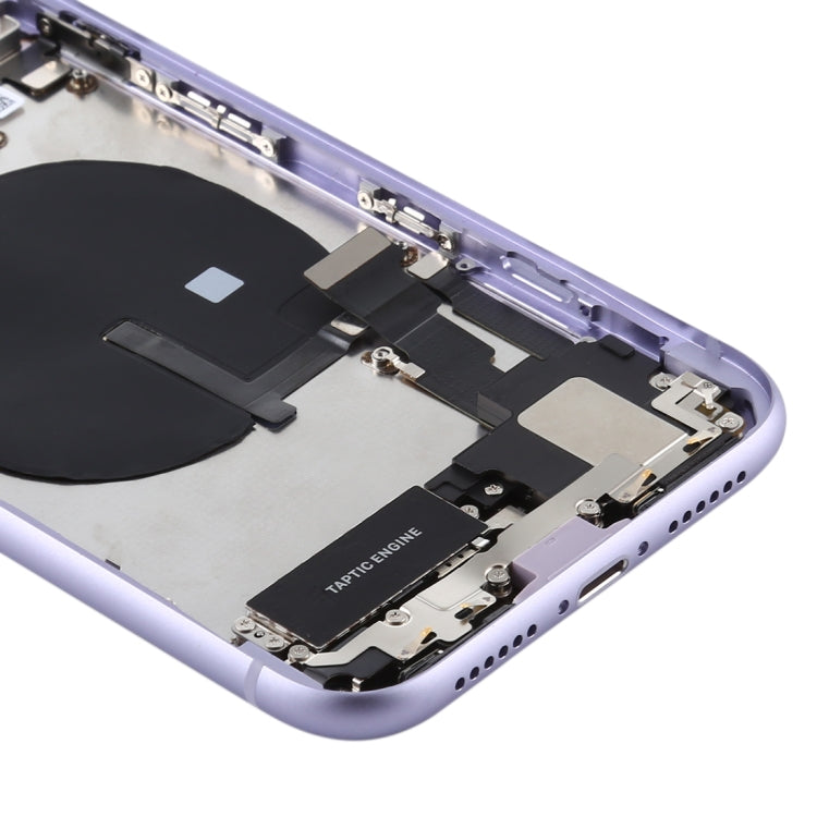 Battery Back Cover Assembly (with Side Keys & Power Button + Volume Button Flex Cable & Wireless Charging Module & Motor & Charging Port & Speaker Ringer Buzzer & Card Tray & Camera Lens Cover) for iPhone 11(Purple) - Back Cover by PMC TechLife | Online Shopping South Africa | PMC TechLife