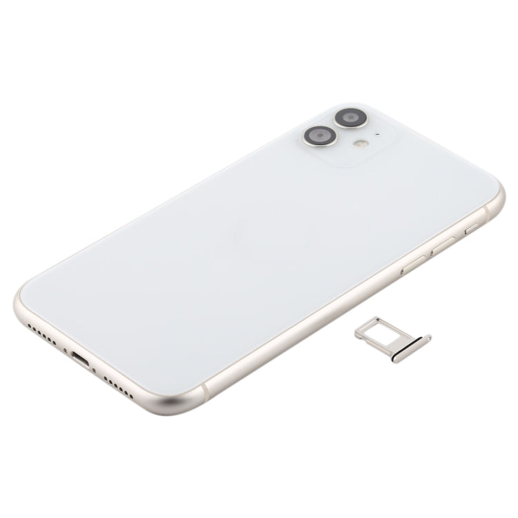 Battery Back Cover (with Side Keys & Card Tray & Power + Volume Flex Cable & Wireless Charging Module) for iPhone 11(White) - Back Cover by PMC TechLife | Online Shopping South Africa | PMC TechLife