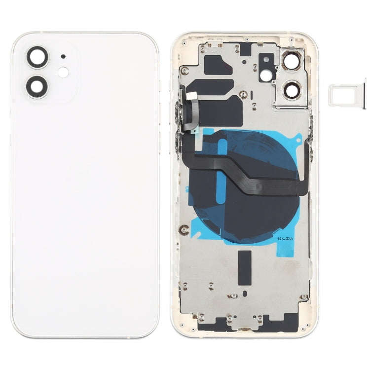 Battery Back Cover (with Side Keys & Card Tray & Power + Volume Flex Cable & Wireless Charging Module) for iPhone 12(White) - Back Cover by PMC TechLife | Online Shopping South Africa | PMC TechLife | Buy Now Pay Later Mobicred