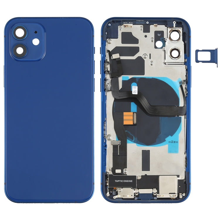 Battery Back Cover Assembly (with Side Keys & Speaker Ringer Buzzer & Motor & Camera Lens & Card Tray & Power Button + Volume Button + Charging Port & Wireless Charging Module) for iPhone 12(Blue) - Back Cover by PMC TechLife | Online Shopping South Africa | PMC TechLife