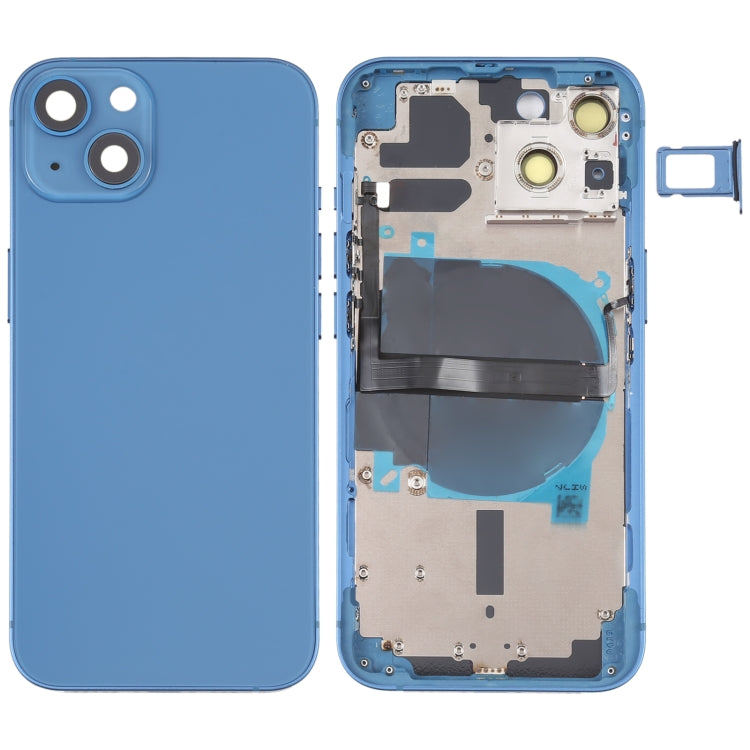 For iPhone 13 Battery Back Cover with Side Keys & Card Tray & Power + Volume Flex Cable & Wireless Charging Module(Blue) - Back Cover by PMC TechLife | Online Shopping South Africa | PMC TechLife