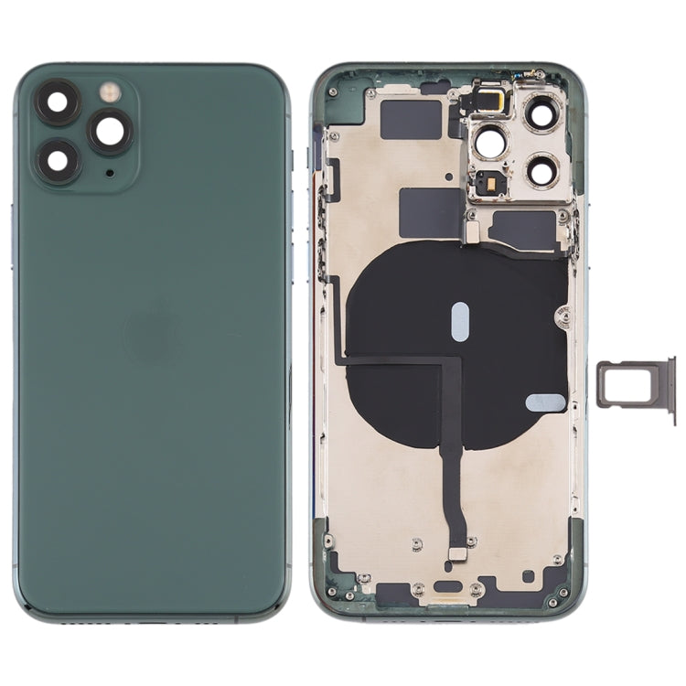 Battery Back Cover (with Side Keys & Card Tray & Power + Volume Flex Cable & Wireless Charging Module) for iPhone 11 Pro Max(Green) - Back Cover by PMC TechLife | Online Shopping South Africa | PMC TechLife