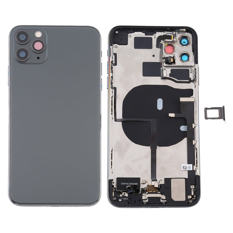 Battery Back Cover Assembly (with Side Keys & Power Button + Volume Button Flex Cable & Wireless Charging Module & Motor & Charging Port & Speaker Ringer Buzzer & Card Tray & Camera Lens Cover) for iPhone 11 Pro(Green) - Back Cover by PMC TechLife | Online Shopping South Africa | PMC TechLife