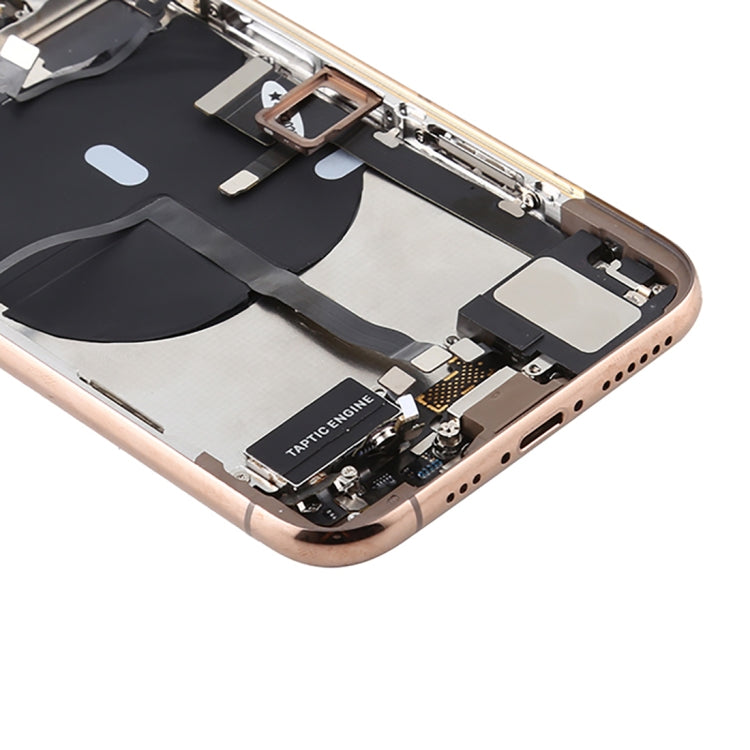 Battery Back Cover Assembly (with Side Keys & Power Button + Volume Button Flex Cable & Wireless Charging Module & Motor & Charging Port & Speaker Ringer Buzzer & Card Tray & Camera Lens Cover) for iPhone 11 Pro Max(Gold) - Back Cover by PMC TechLife | Online Shopping South Africa | PMC TechLife