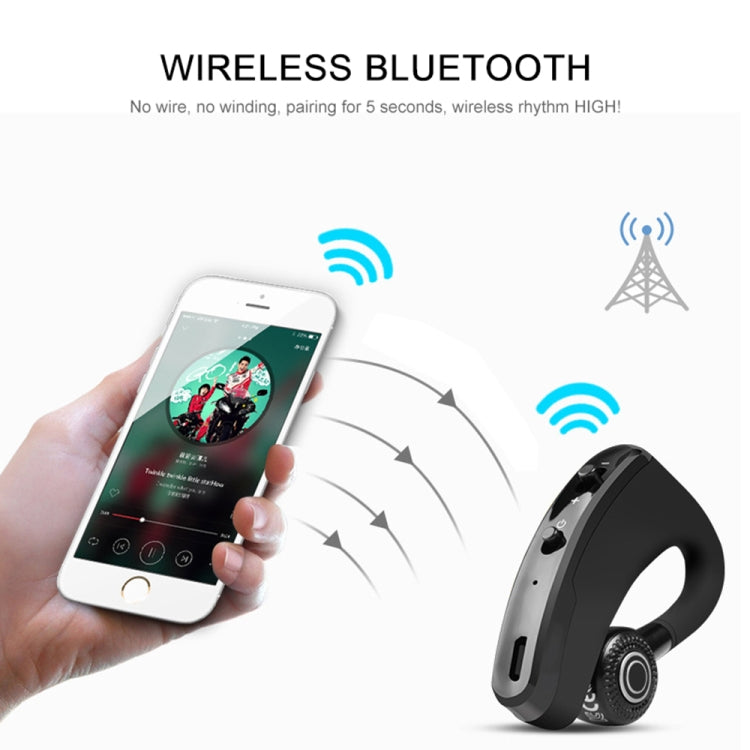 V9 Business Handsfree Wireless Bluetooth Headset CSR 4.1 with Mic for Driver Sport (Black) - Bluetooth Earphone by PMC TechLife | Online Shopping South Africa | PMC TechLife