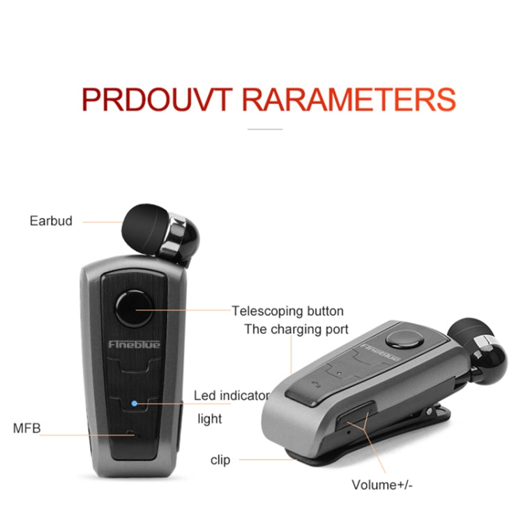Fineblue F910 CSR4.1 Retractable Cable Caller Vibration Reminder Anti-theft Bluetooth Headset(Black) - free shipping - PMC TechLife - Order now!