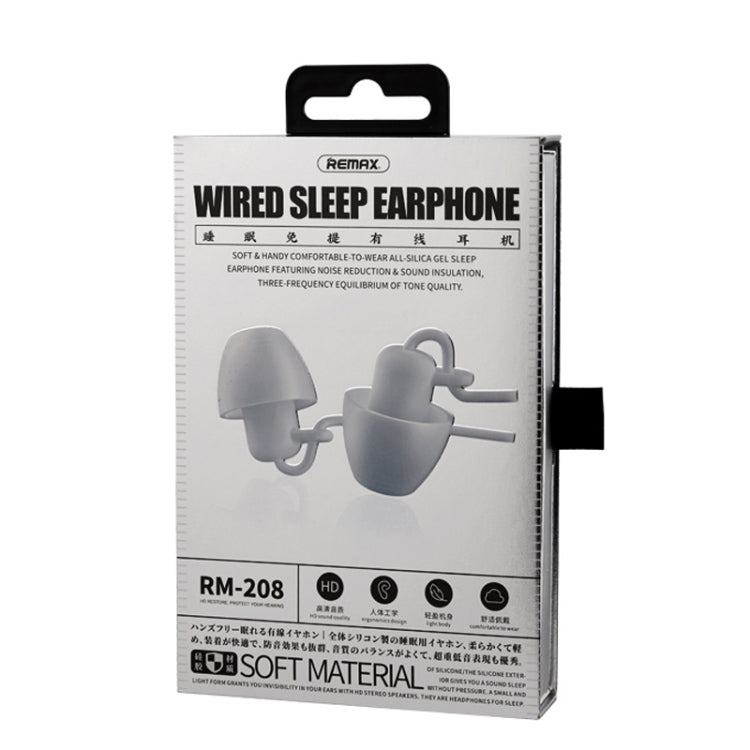 REMAX RM-208 In-Ear Stereo Sleep Earphone with Wire Control + MIC, Support Hands-free(White) - Normal Style Earphone by REMAX | Online Shopping South Africa | PMC Jewellery