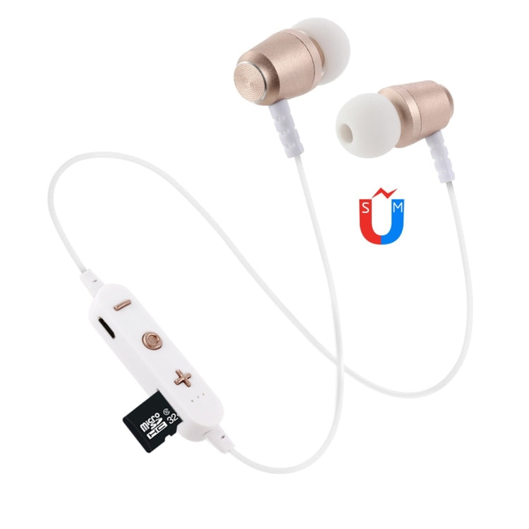 F15 Bluetooth 4.2 Hanging Neck Design Bluetooth Headset, Support Music Play & Switching & Volume Control & Answer(Gold) - Neck-mounted Earphone by PMC TechLife | Online Shopping South Africa | PMC TechLife