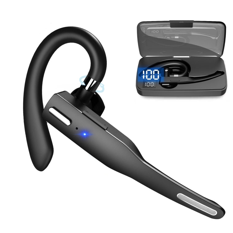 YYK-525 Single Rotatable Earhook Noise Cancelling Wireless Bluetooth Earphone with Charging Box & Digital Display - Bluetooth Earphone by PMC TechLife | Online Shopping South Africa | PMC TechLife