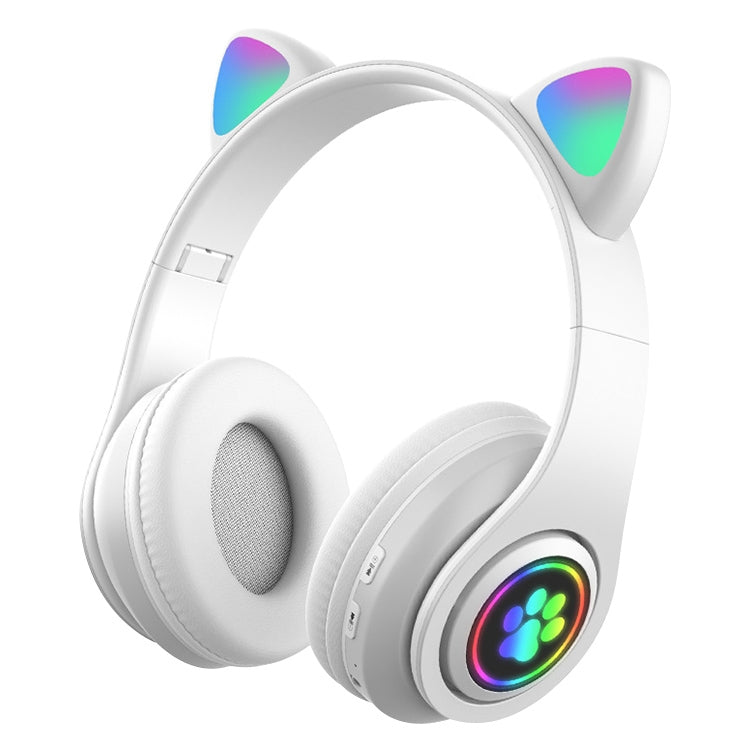 B39 Cat Ear Design LED Gradient Light Wireless Bluetooth Headset(White) - Multimedia Headset by PMC TechLife | Online Shopping South Africa | PMC TechLife