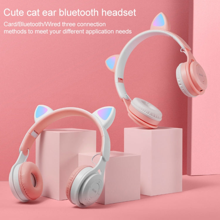 M6 Luminous Cat Ears Pure-color Foldable Bluetooth Headset with 3.5mm Jack & TF Card Slot (Blue) - Headset & Headphone by PMC Jewellery | Online Shopping South Africa | PMC Jewellery