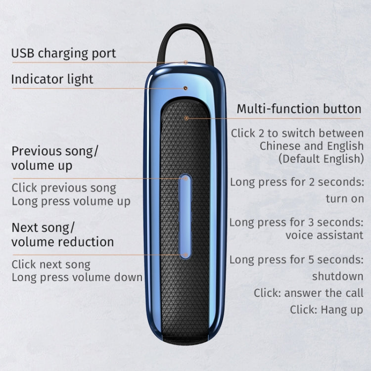 E1 Smart Noise Reduction Unilateral Ear-mounted Bluetooth Earphone (Black Blue) - Bluetooth Earphone by PMC TechLife | Online Shopping South Africa | PMC TechLife