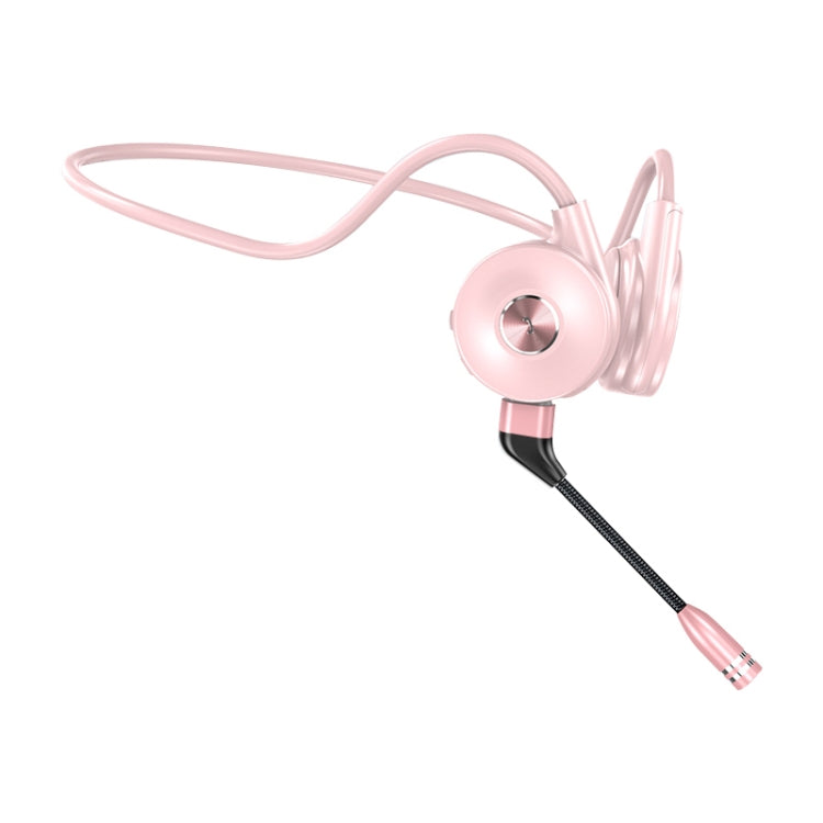 M-1 Back-mounted Touch Noise Reduction Bone Conduction Bluetooth Earphone with Detachable Microphone (Pink) - Headset & Headphone by PMC Jewellery | Online Shopping South Africa | PMC Jewellery